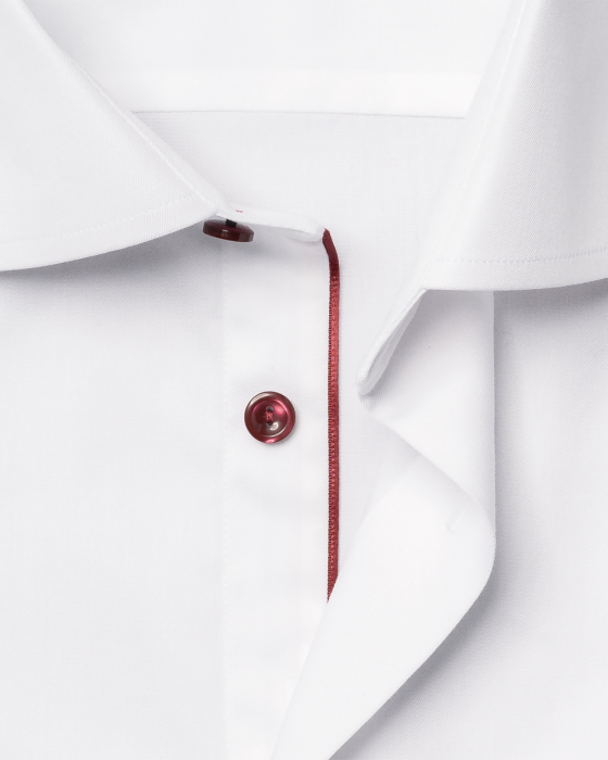 Eton - Hvid Slim Fit Skjorte Blomme Kontrast Knap - Hvid