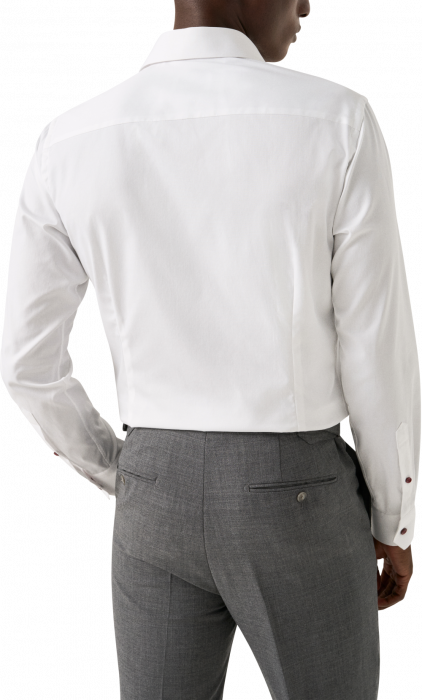 Eton - Hvid Slim Fit Skjorte Blomme Kontrast Knap - Hvid