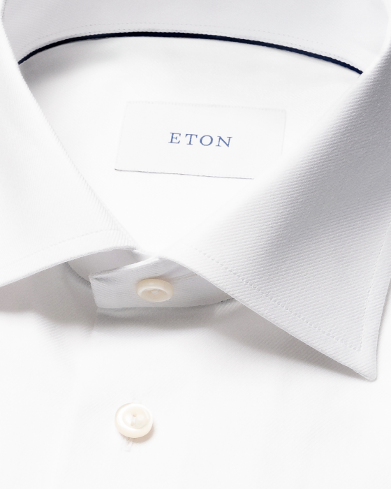 Eton - Hvid Slim Fit Semi Solid Herreskjorte - Hvid