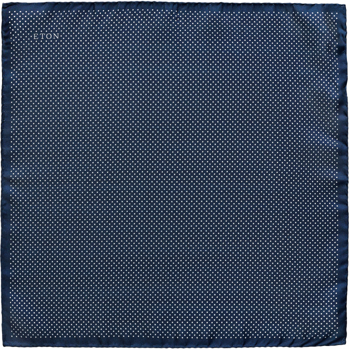 Eton - Polkaprikket Silke Lommeklud - Navy