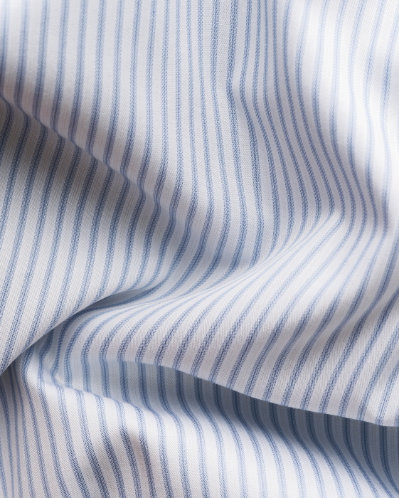 Eton - Lysebl&aring; Stribet Fine Twill Skjorte Slim Fit - Hvid & lysebl&aring;