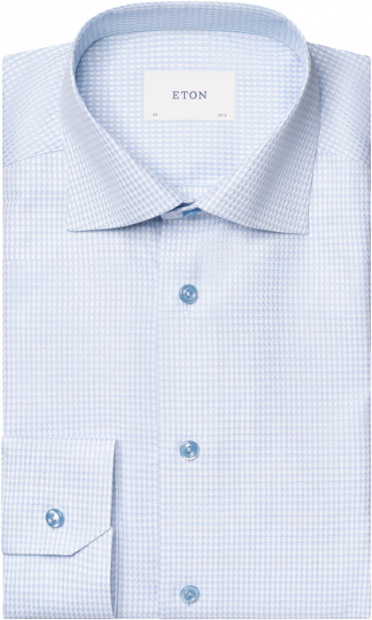 Eton - Lysebl&aring; Ternet Dobby Skjorte Contemporary Fit - Lysebl&aring;