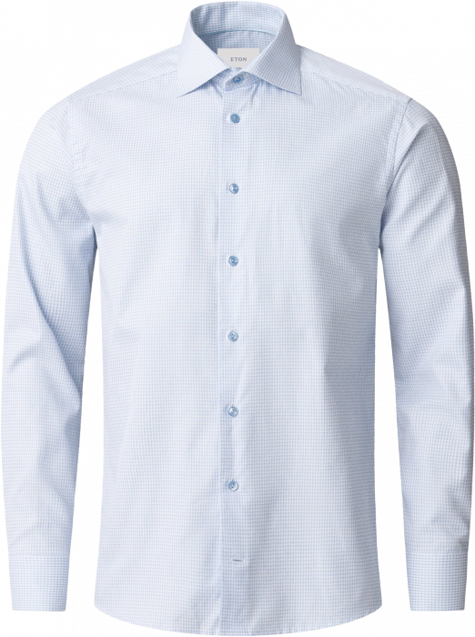 Eton - Lyseblå Ternet Dobby Business Skjorte Slim Fit - Lyseblå