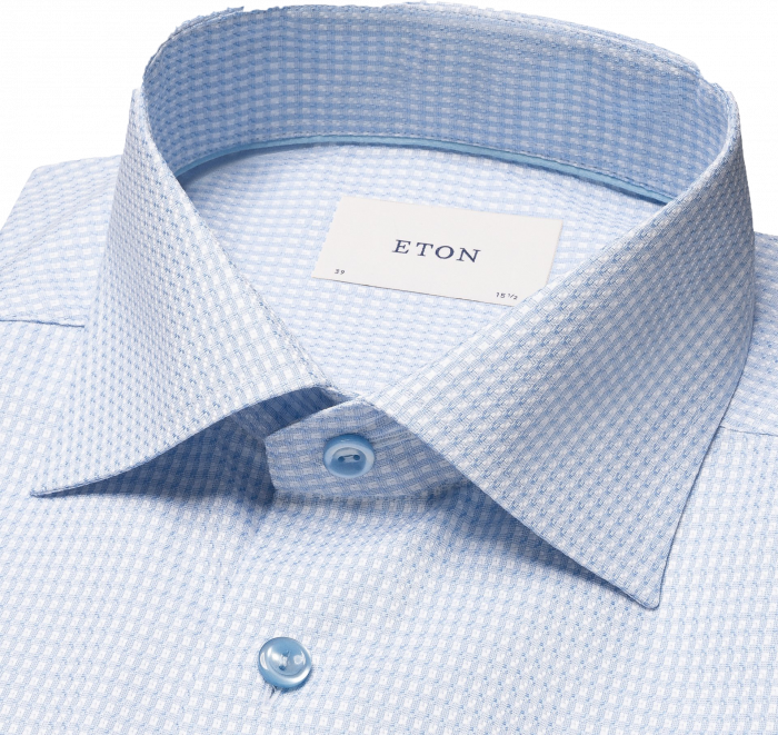 Eton - Lysebl&aring; Ternet Dobby Skjorte Contemporary Fit - Lysebl&aring;
