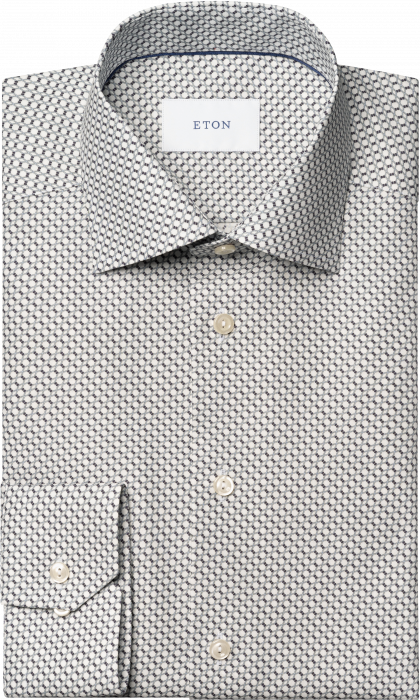 Eton - M&oslash;rke Bl&aring; Geometrisk M&oslash;nster Slim Fit Skjorte - M&oslash;rk bl&aring;