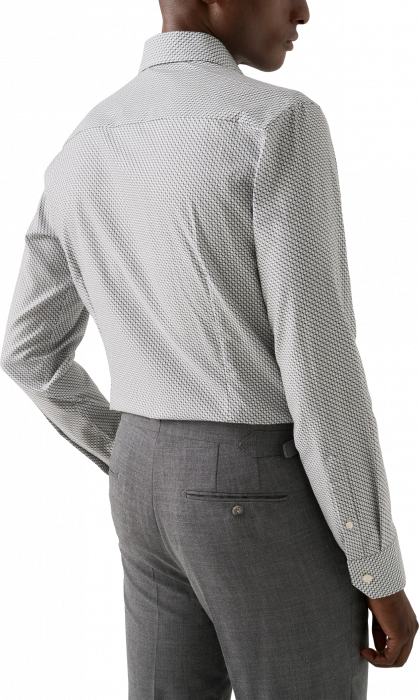 Eton - M&oslash;rke Bl&aring; Geometrisk M&oslash;nster Slim Fit Skjorte - M&oslash;rk bl&aring;