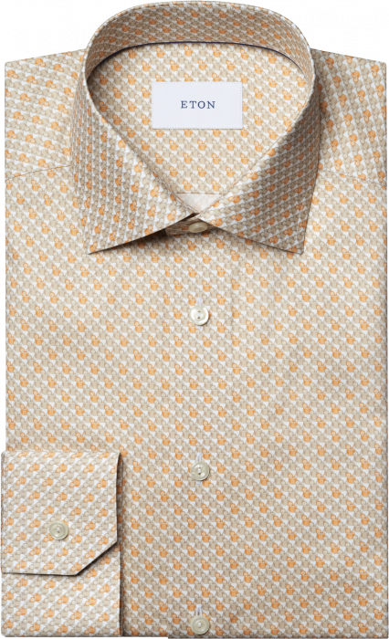 Eton - Orange Signature Slim Fit Skjorte Med Drink-Motiv - Orange