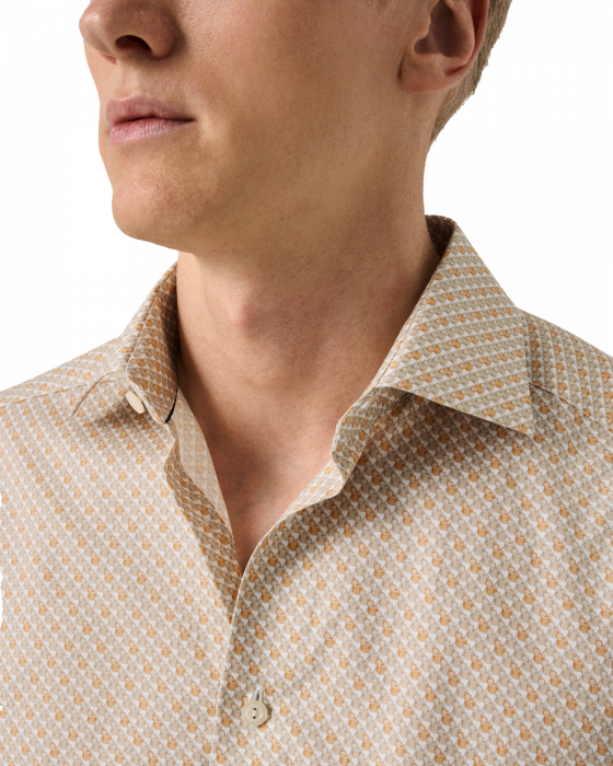 Eton - Orange Signature Slim Fit Skjorte Med Drink-Motiv - Orange