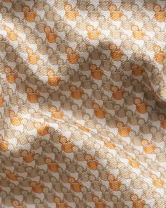 Eton - Orange Signature Slim Fit Skjorte Med Drink-Motiv - Orange