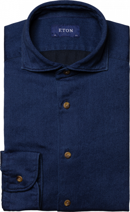 Eton - Navy Satin Indigo Skjorte - Navy
