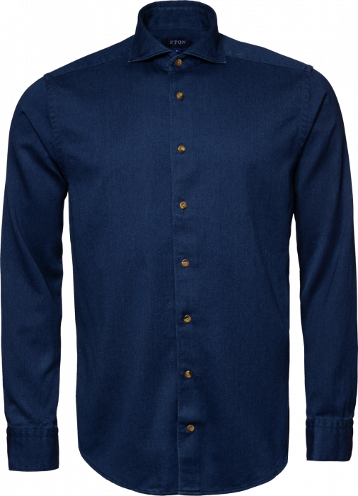 Eton - Navy Satin Indigo Skjorte - Navy