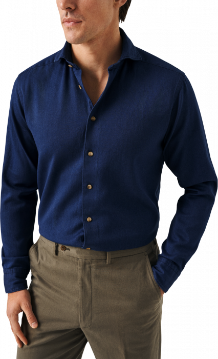 Eton - Navy Satin Indigo Skjorte - Navy