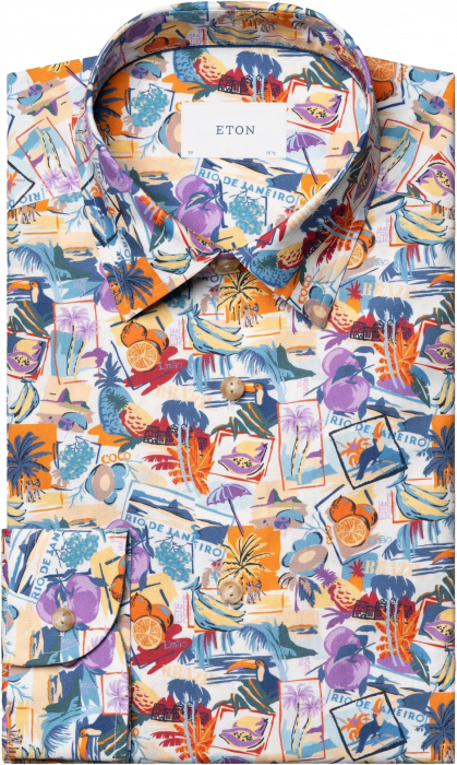 Eton - Rio-Inspireret Poplin Skjorte - Orange
