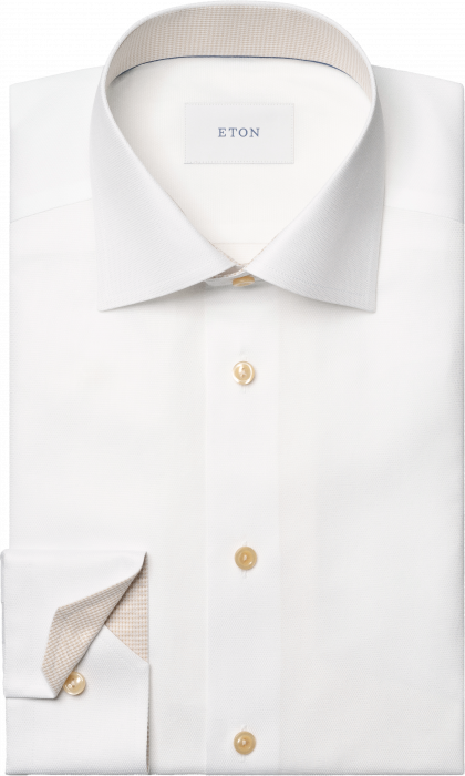 Eton - Hvid Contemporary Fit Skjorte Med Blomsterdetaljer - Hvid