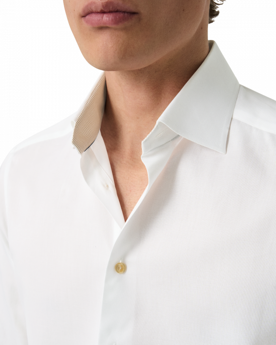 Eton - Hvid Contemporary Fit Skjorte Med Blomsterdetaljer - Hvid