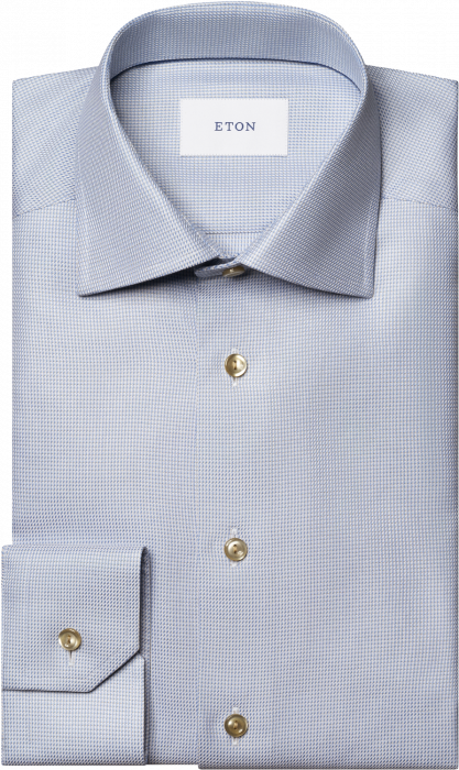 Eton - Trefarvet Semi Solid Contemporary Fit Skjorte - Lysebl&aring;
