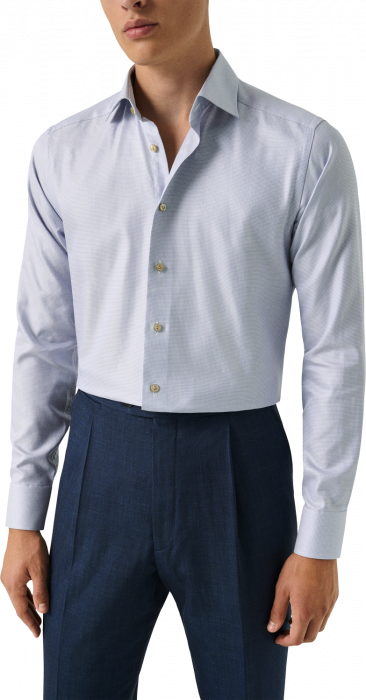 Eton - Trefarvet Semi Solid Slim Fit Skjorte - Lysebl&aring;