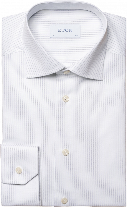 Eton - Lys Bl&aring; Stribet Skjorte Slim Fit - Hvid & lysebl&aring;