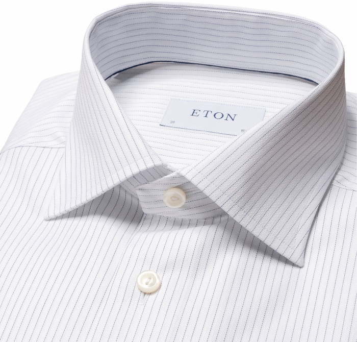 Eton - Lys Bl&aring; Stribet Skjorte Slim Fit - Hvid & lysebl&aring;