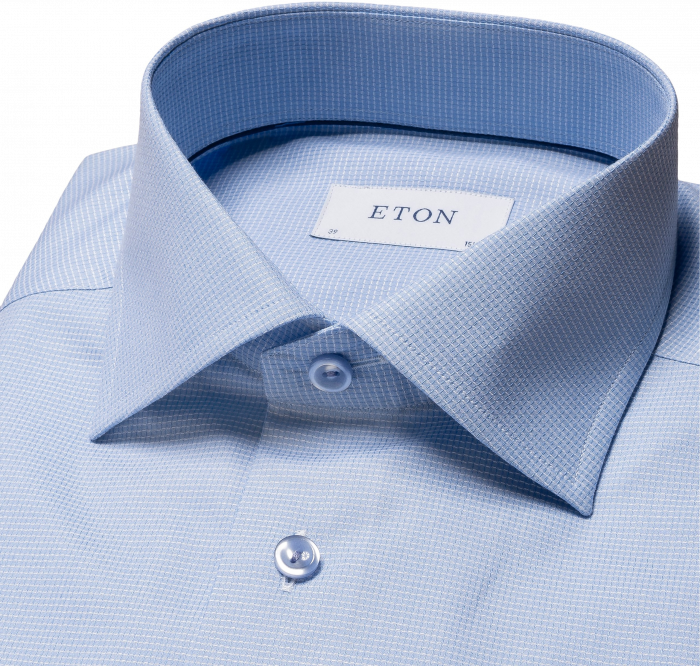 Eton - Lysebl&aring; Dobby Skjorte Contemporary - Lysebl&aring;