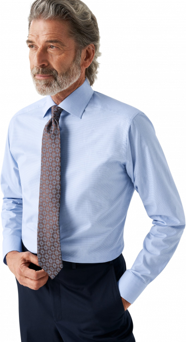 Eton - Lysebl&aring; Dobby Skjorte Contemporary - Lysebl&aring;