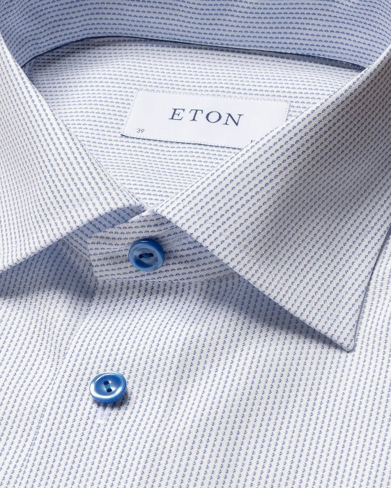 Eton - Lysebl&aring; Business Skjorte Med Mikroprint Contemp - Bl&aring;