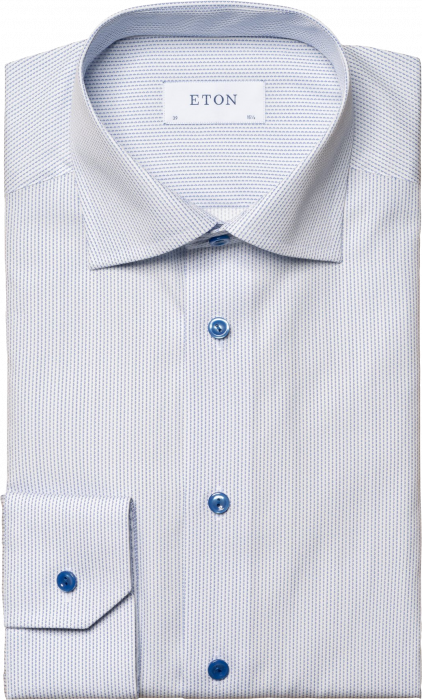 Eton - Lyseblå Business Skjorte Med Mikroprint Contemp - Blå