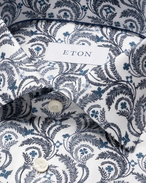 Eton - Lysebl&aring; Blomstret Business Skjorte - Lysebl&aring;