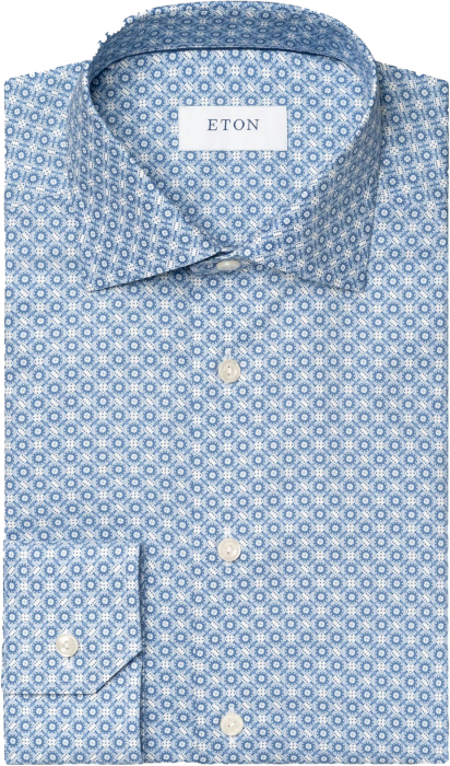 Eton - Lysebl&aring; Skjorte Med Terningmotiv - Slim Fit - Lysebl&aring;