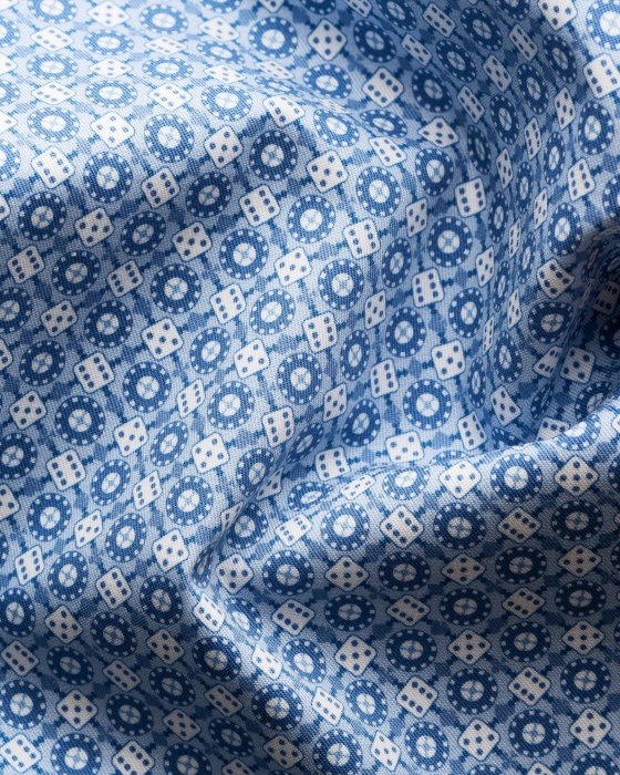 Eton - Lysebl&aring; Skjorte Med Terningmotiv - Slim Fit - Lysebl&aring;