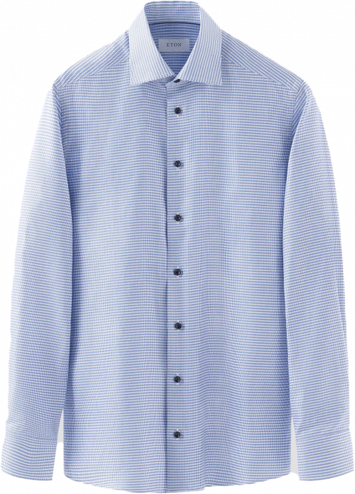 Eton - Bl&aring; Houndstooth Business Skjorte Slim Fit - Slim fit - Bl&aring;