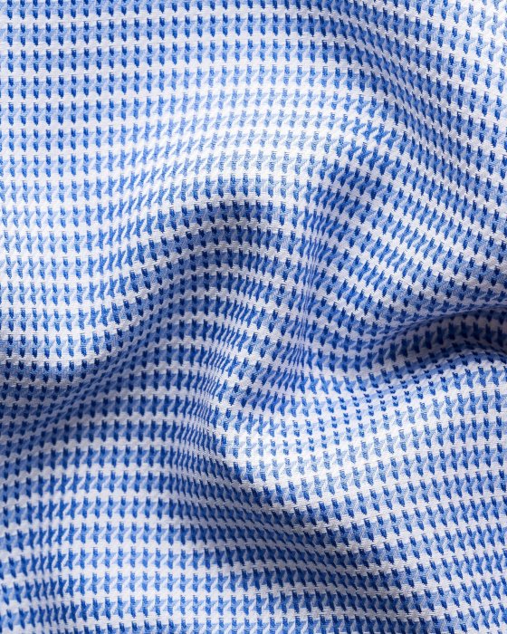 Eton - Bl&aring; Houndstooth Business Skjorte Slim Fit - Slim fit - Bl&aring;