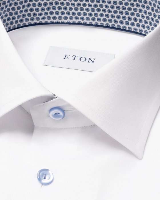 Eton - Hvid Business Skjorte Med M&oslash;nster Detaljer - Contemporary fit - Hvid