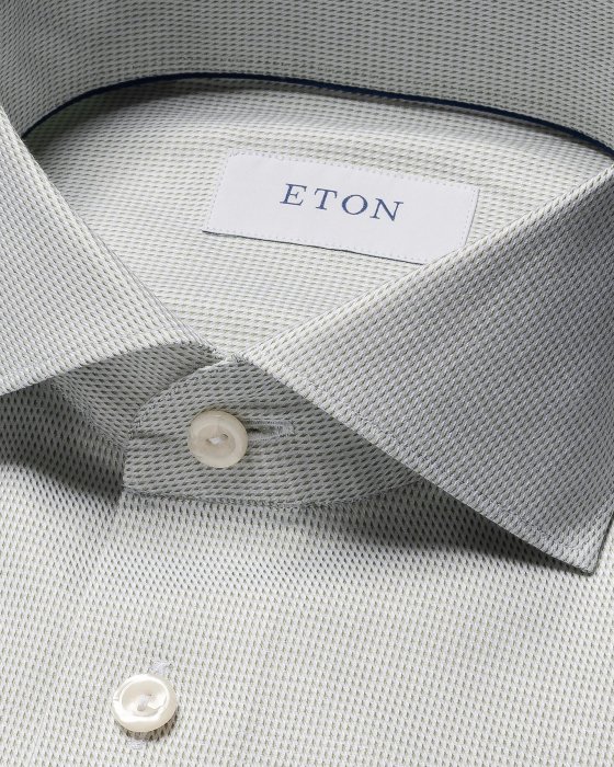 Eton - Lyse Gr&oslash;n Melange Skjorte Fin Twill - Slim fit - Light Green