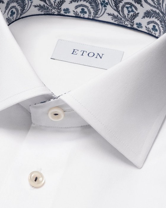 Eton - Hvid Business Skjorte Med Blomser Detaljer - Slim fit - Hvid