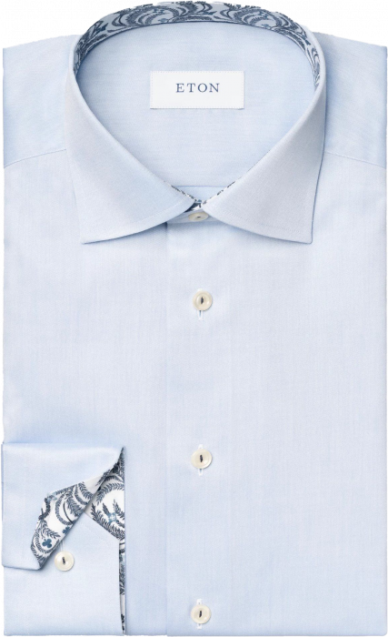 Eton - Lysebl&aring; Business Skjorte Med Blomser Detaljer - Slim Fit - Lysebl&aring;