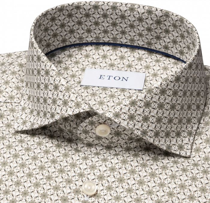 Eton - Beige Business Skjorte Med M&oslash;nster - Beige