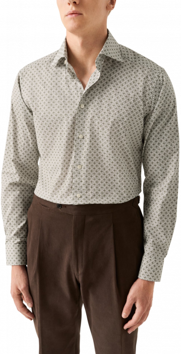 Eton - Beige Business Skjorte Med M&oslash;nster - Beige