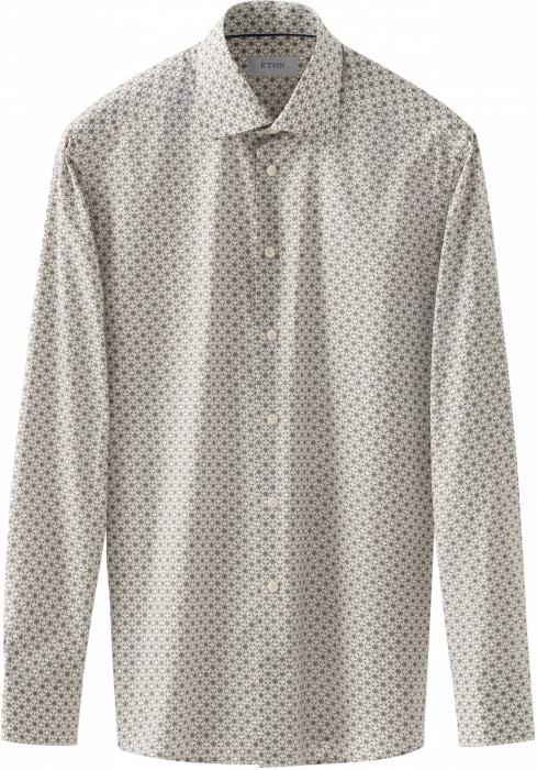 Eton - Beige Business Skjorte Med Mønster - Beige