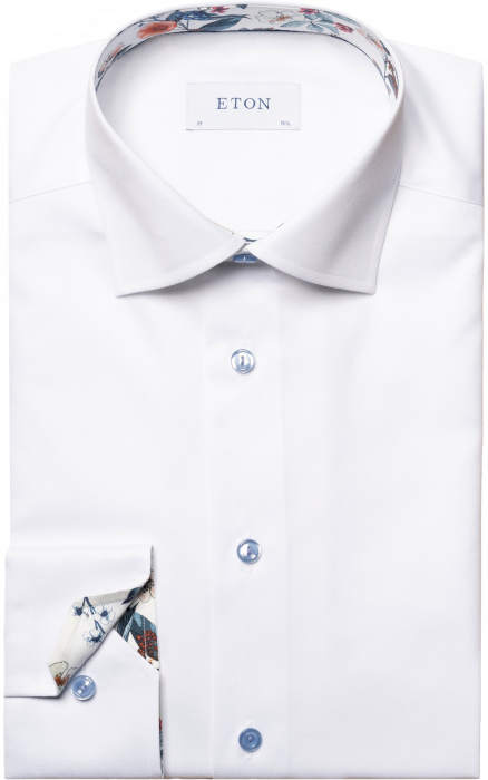 Eton - Hvid Business Skjorte Med Blomsterdetaljer - Contemporary fit - Hvid