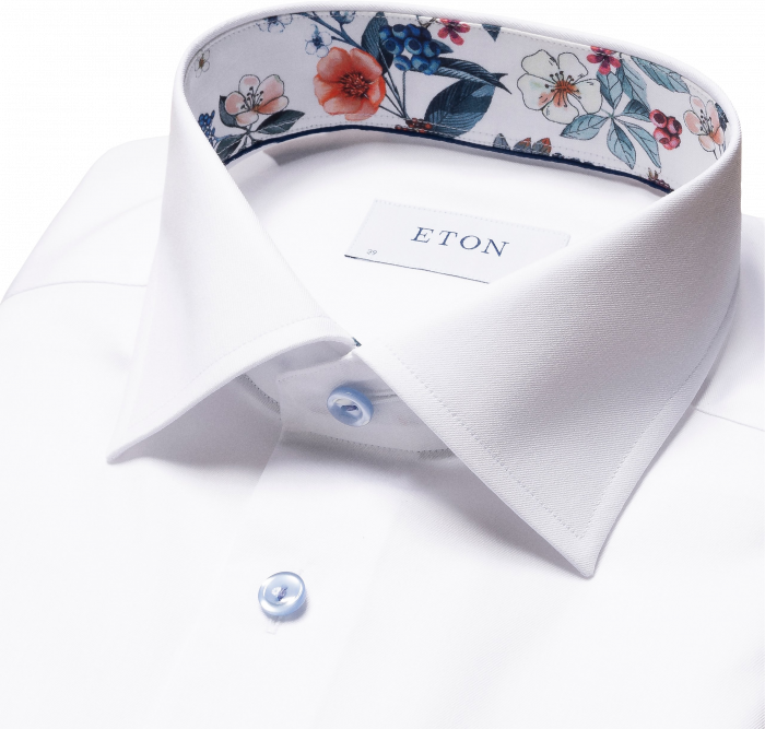 Eton - Hvid Business Skjorte Med Blomsterdetaljer - Contemporary fit - Hvid