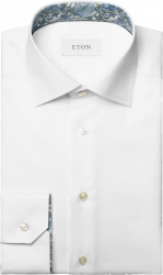 Hvid Slim Fit med Blomsterdetalje