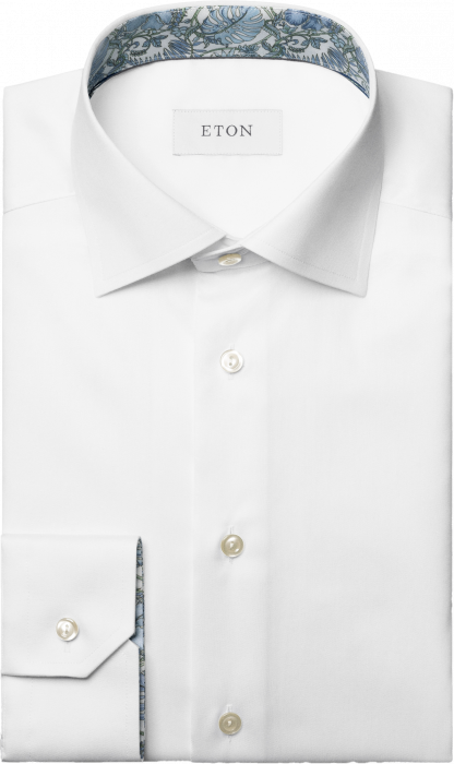 Eton - Hvid Slim Fit Med Blomsterdetalje - Hvid