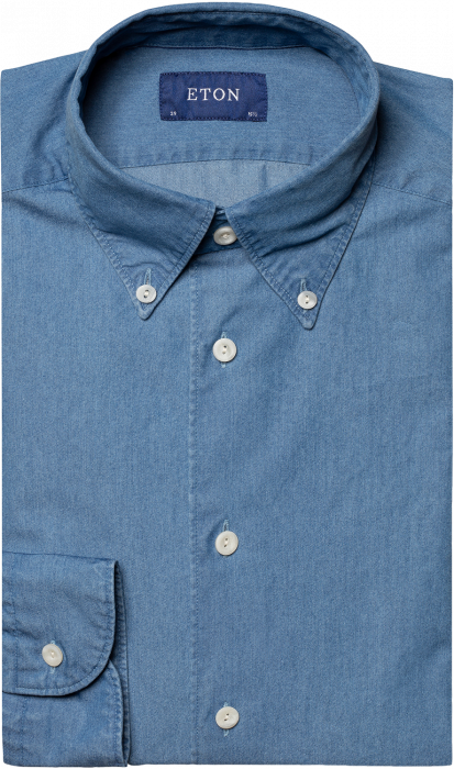 Eton - Denim Skjorte, Button Down, Contemporary - Blå