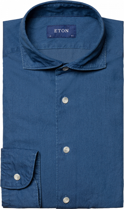 Eton - Mørk Denim Skjorte, Contemporary - Blå