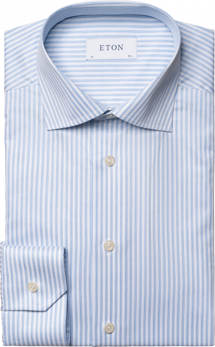 Eton - Blå Stribet Business Skjorte, Slim Fit - Blå & hvid