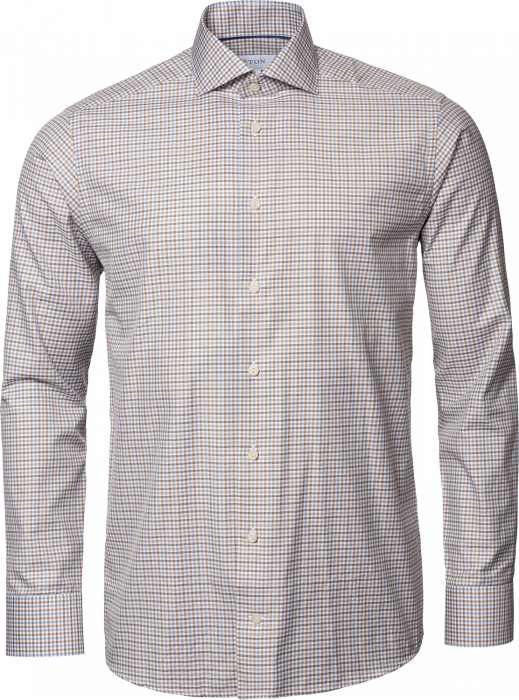 Eton - Ternet Business Skjorte, Wide Spread, Slim - Brun & hvid
