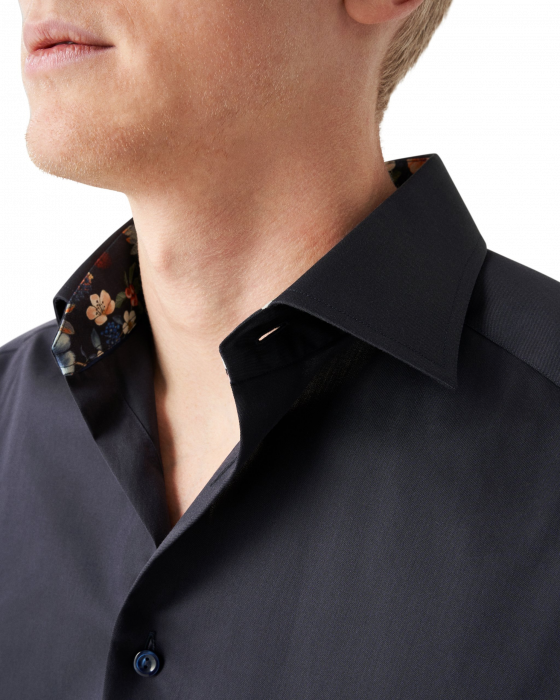 Eton - Navy Business Skjorte Med Blomsterdetaljer - Contemporary fit - Navy
