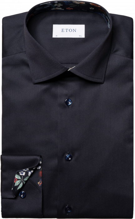 Eton - Navy Business Skjorte Med Blomsterdetaljer - Contemporary fit - Navy