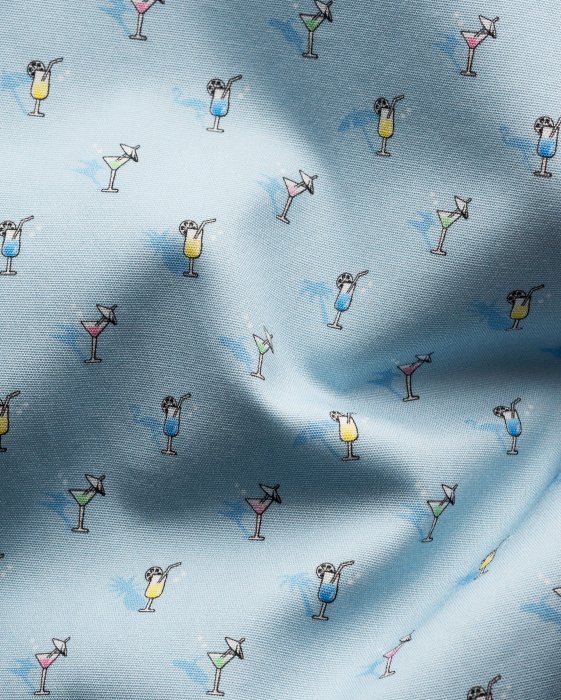 Eton - Lysebl&aring; Business Skjorte Med Drink Print Slim Fit - Himmelbl&aring;